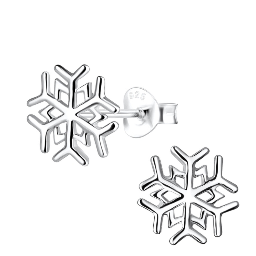 Silver Snowflake Stud Earrings